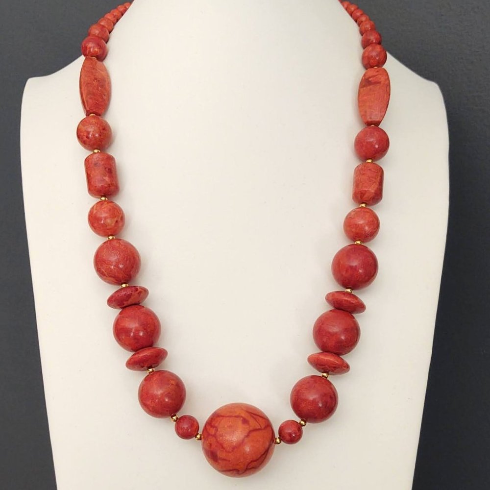 Dramatic Orange Stone Necklace - image 1